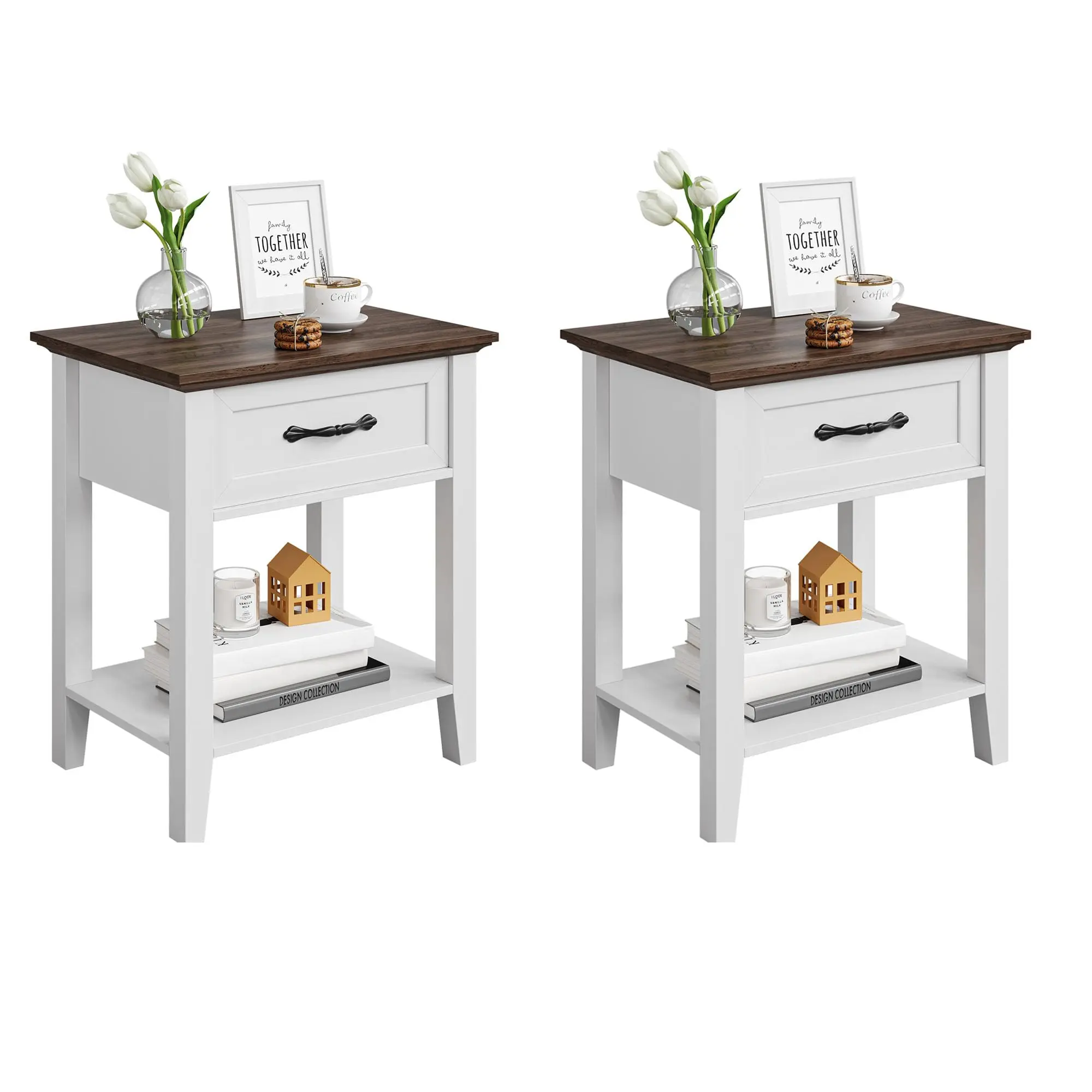 Nightstand Modern End Table Side Table with Storage Drawer, Night Stand Bedside Table for Bedroom Living Room Dorm Hall, Easy Assembly