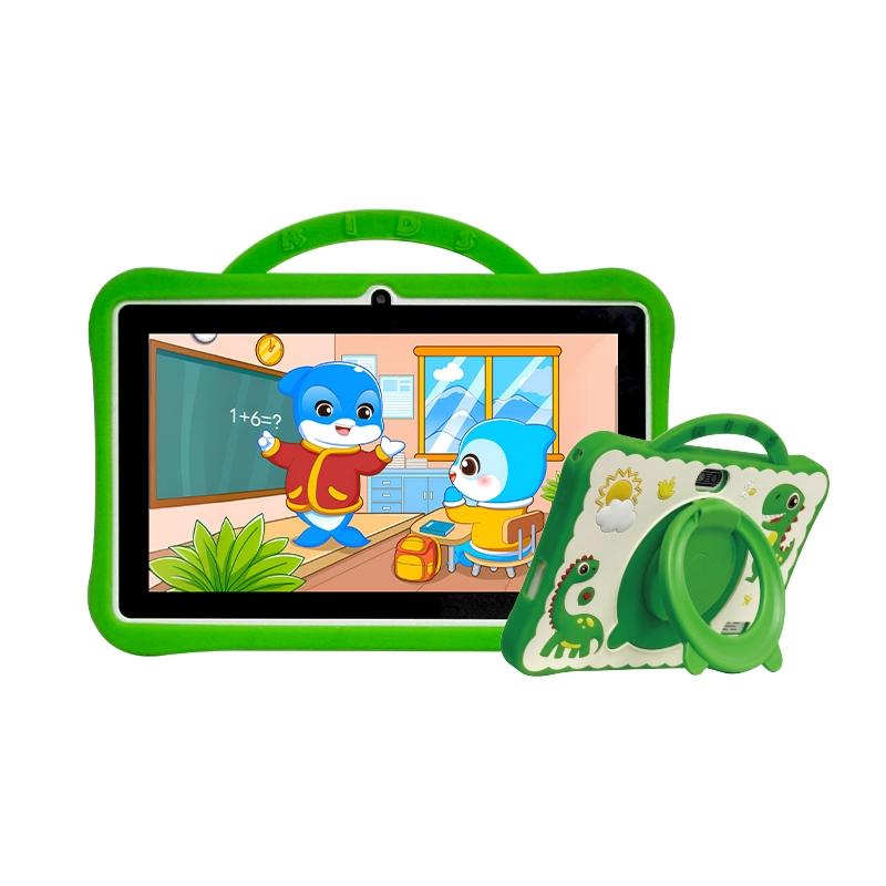 Dinosaur Kids Tablet PC 7 Inch Android System Dual Camera Quad-Core Processor 16GB Storage WiFi Bluetooth-compatible Wireless Shockproof Case Ideal Learning Entertainment Android Tablet Computer