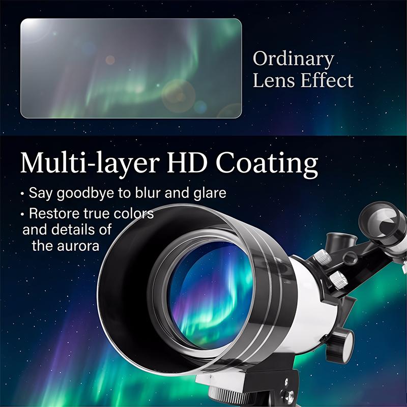 70mm Aperture 300mm Focal Length 150X Astronomical Telescope, Perfect for Science Education & Nature Exploration, Ideal Holiday Gift for Family and Friends