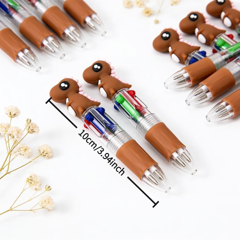 20/30pcs Creative and Cute Brown Little Dinosaur - themed Retractable Four - color Pen. The Dinosaur Series Press - type Gel Pen for Campus Design with Random Colors