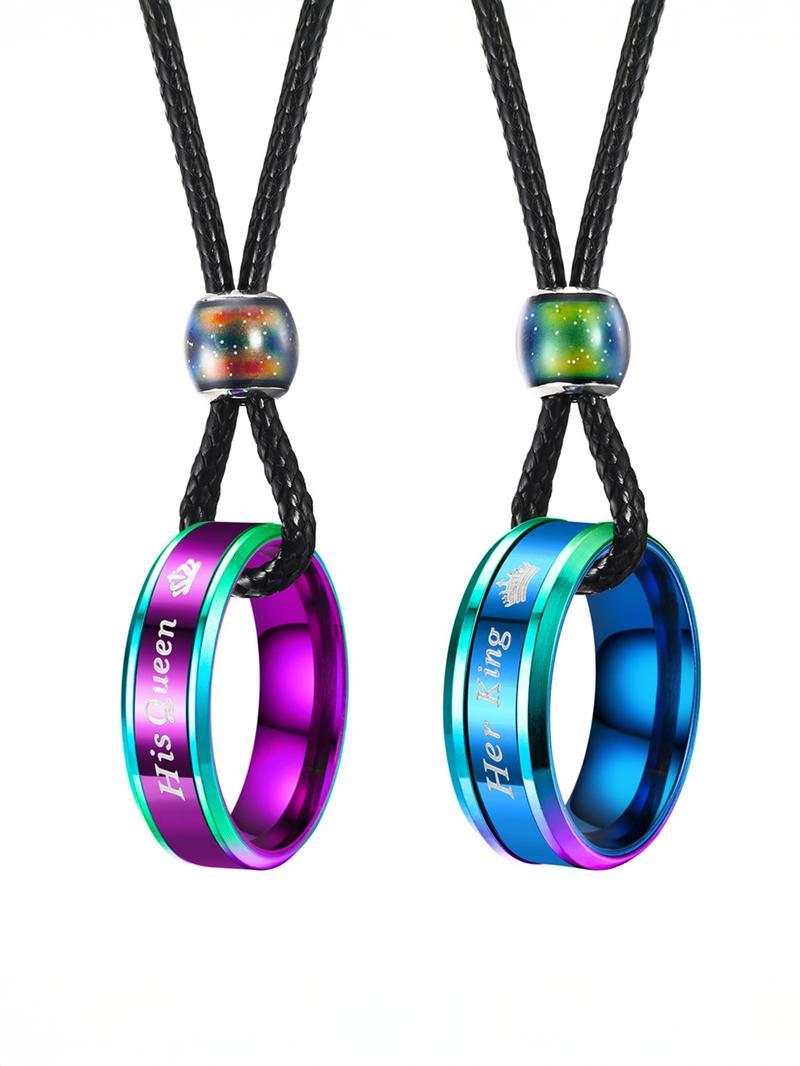 Couple Matching Pendant Couple Necklace, Stainless Steel Jewelry for Party, Daily Clothing Decor, Trendy All-match & Exquisite Jewelry for Birthday Gift