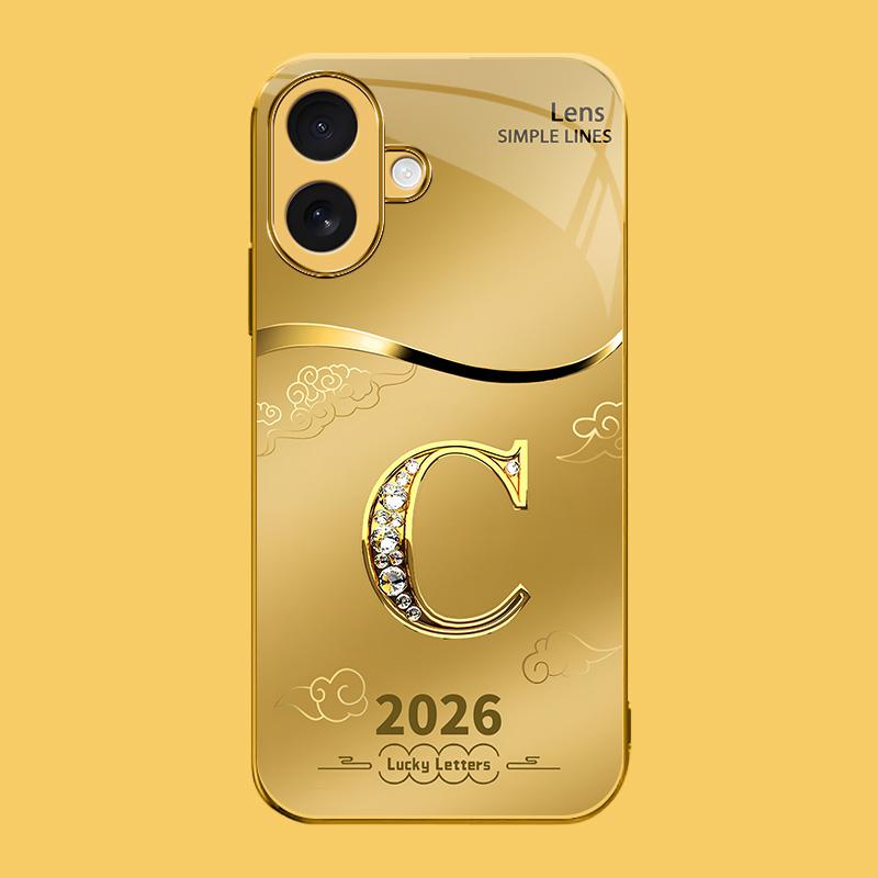 Suitable for [iPhone 16] high-end phone case🤩，choose from 26 letters of the English alphabet, each with an exquisite auspicious cloud pattern to bring you good luck YM99