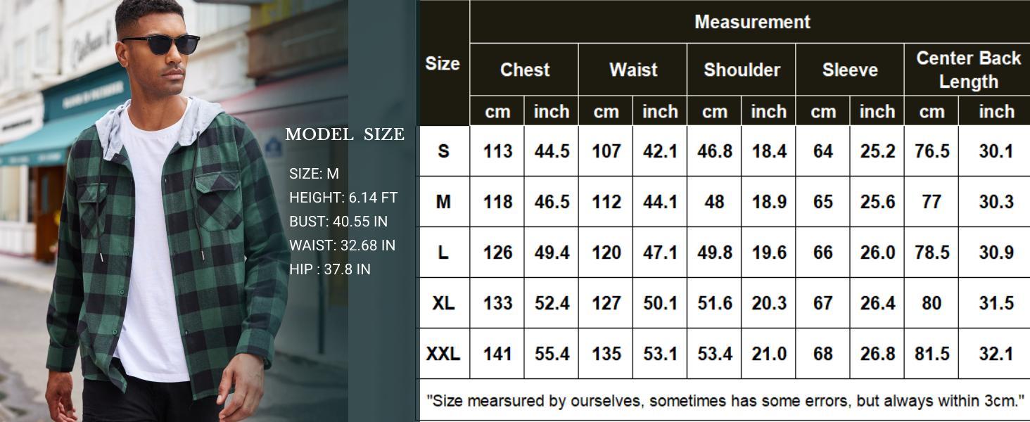 COOFANDY Men's Plaid Hoodie Flannel Shirt Jacket Long Sleeve Casual Fashion Button Shirts