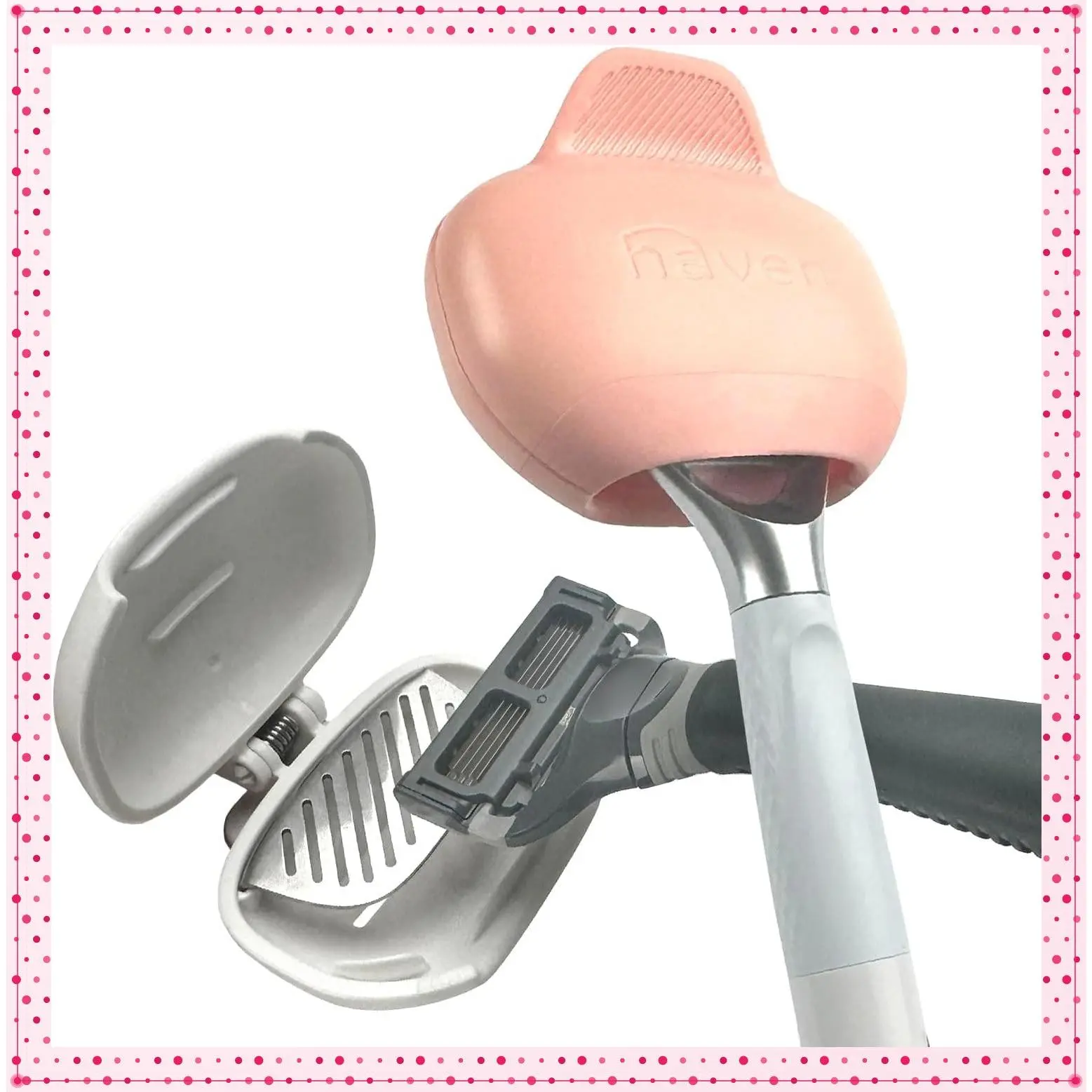 Clip On Razor Protector for Men and Women - Premium Razor Covers Designed to Last - 2 pack (White and Coral)Gift