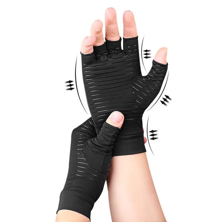 Copper Fiber Compression Gloves for Men – Fingerless Breathable Gym Gloves with Full Palm Protection, Anti-Slip Workout Gloves for Weightlifting, Cycling & Daily Use