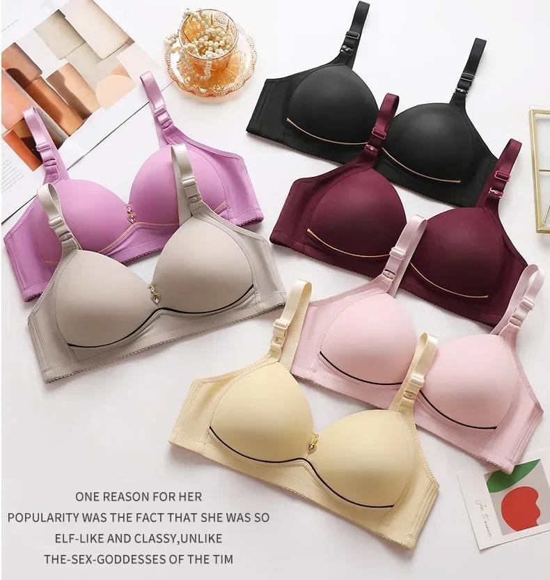 Women's Minimalist 6-Pack Wire-Free Mom Bras, Breathable Supportive Thin Glossy Non-Magnetic Plus-Size Clothes, Lady-Focused Comfortable Underwear for Curvy Figures