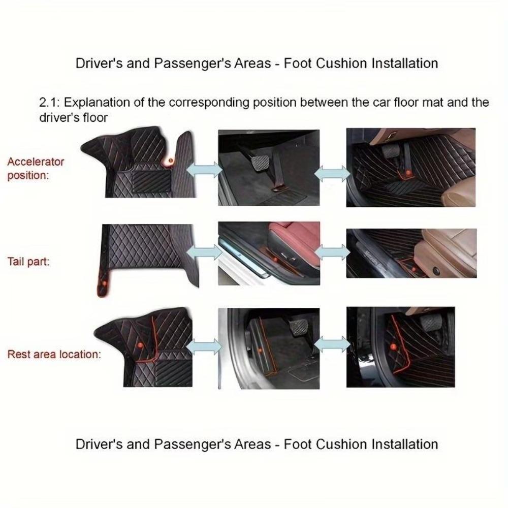 FOR Toyota Tacoma 2005–2015  Model Year PU Leather Full-Coverage Car Floor Mats, Left-Hand Drive [Exquisite Embroidery] Car Floor Mats, All-Weather Use, Modern Car Accessories, Car Floor Liners, Car Accessories