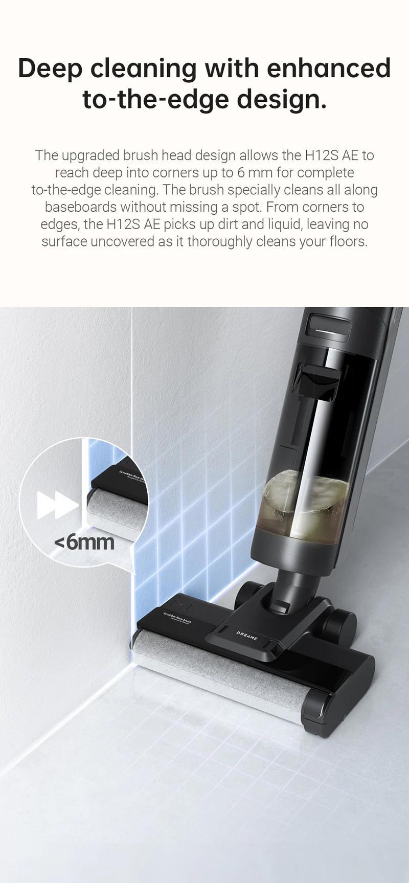 DREAME H12S Vacuum Mop, Wet Dry Vacuum Cleaner, Cordless Vacuum Mop All in One for Hard Floors, Edge Cleaning with Dirt Detection, Hot Air Drying, Smart Floor Cleaner Great for Sticky Messes on Multi-Surfaces