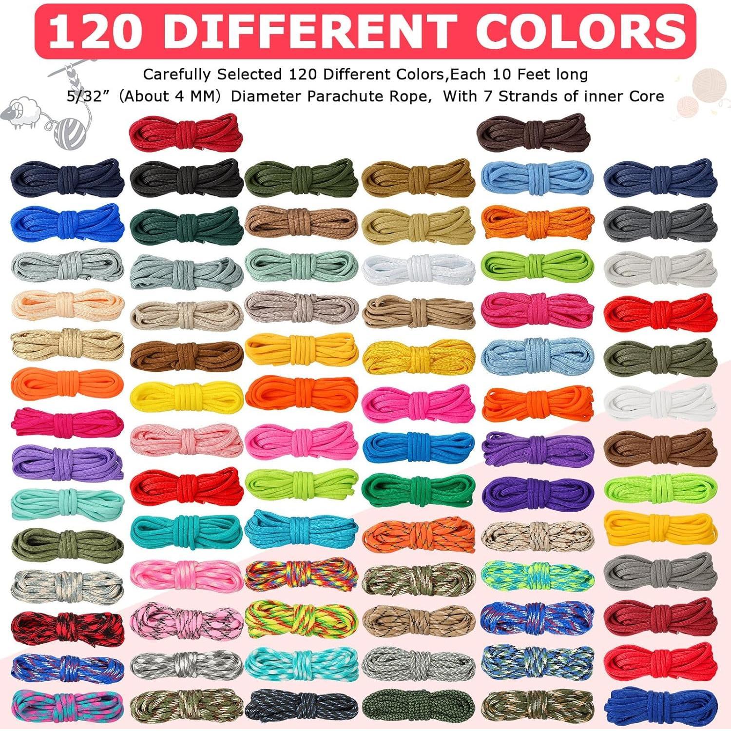 120 count Paracord 550 10  Multifunction Paracord Rope Parachute Cord with Drawstring Bag for Making Craft Lanyard Bracelets     Outdoor Camping