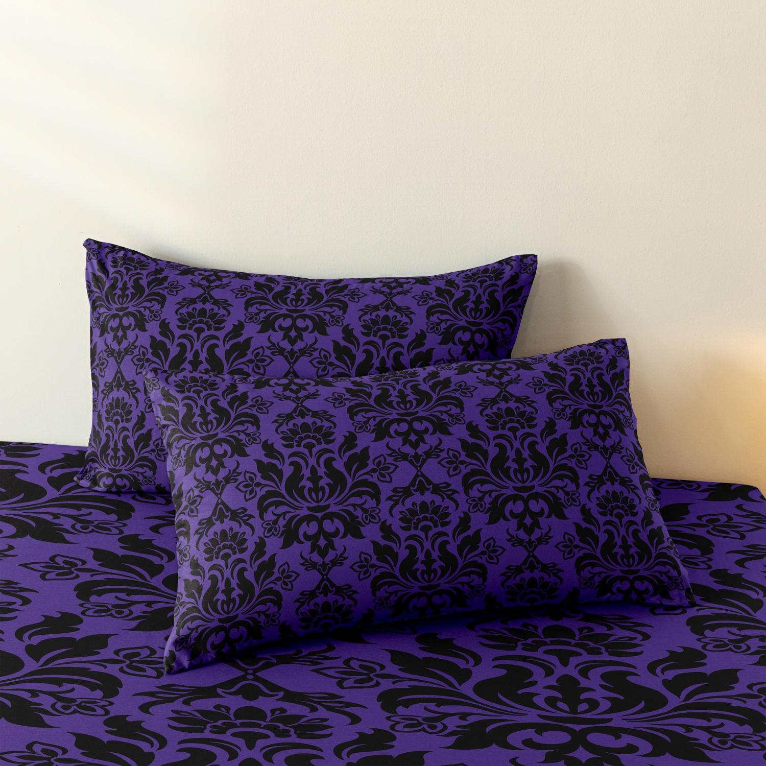 3pcs Fitted Sheet Set (1 Fitted Sheet + 2 Pillowcases, Pillow Core Not Included), Home Dormitory High-Definition Printed Black Pattern Fitted Sheet