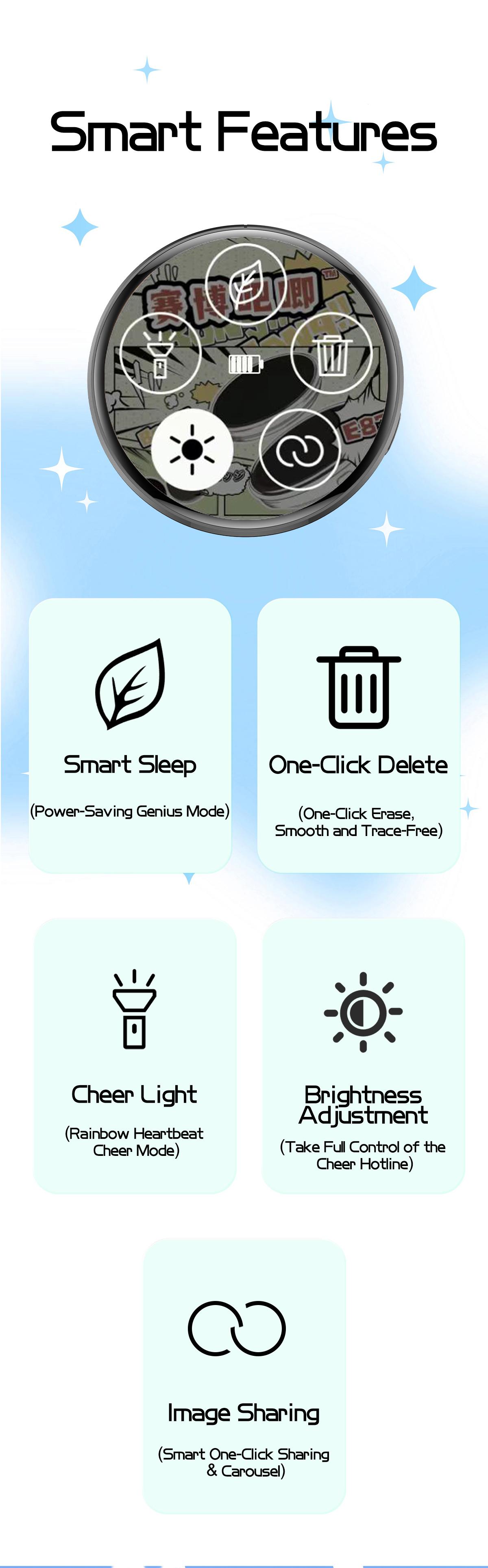 Electronic beep, mini screen projection, anime-themed accessories, 2D anime-style food beep electronic badges, authentic Bluetooth smart electronic photo album.