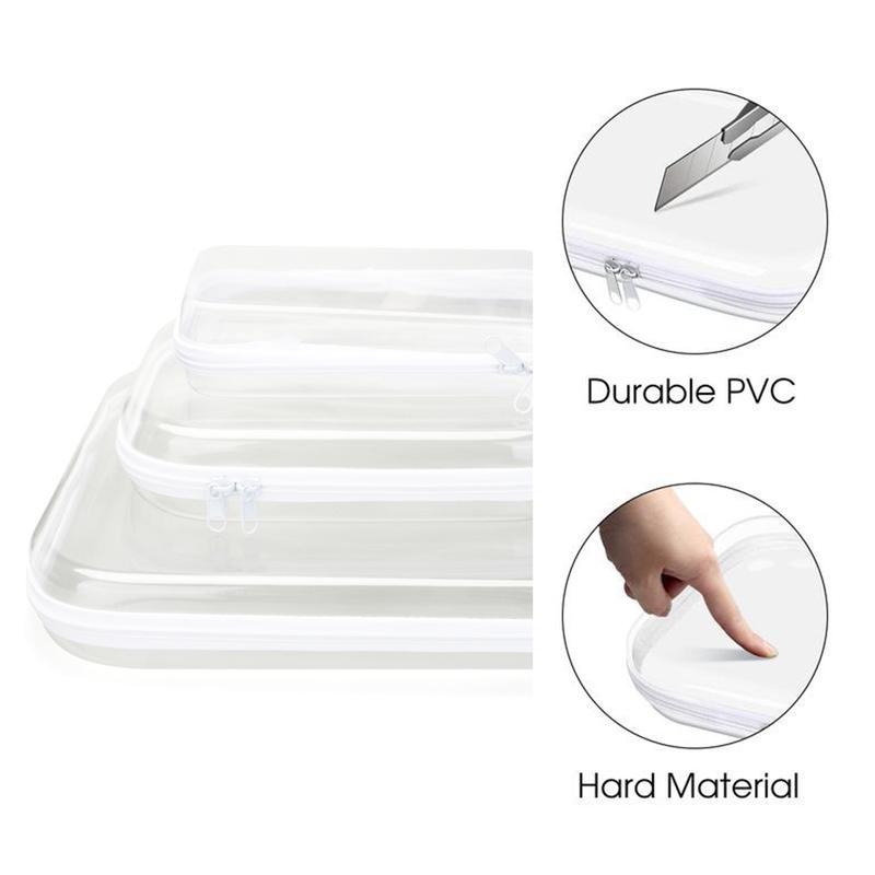 6PCS Clear Hard Shell Zipper Case, Clear Zipper Pouches Waterproof Makeup Organizer & Toy Storage Bag, Plastic Pouch for Travel, Office, Home, White,3 Pack, LMS 6PCS Clear Hard Shell Zipper Case, Clear Zipper Pouches Waterproof Makeup Organizer & Toy Storage Bag, Plastic Pouch for Travel, Office, Home, White,3 Pack, LMS