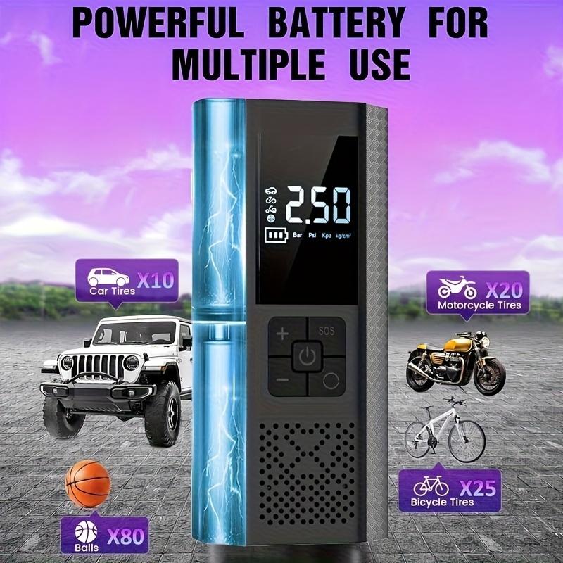 150PSI Portable Air Pump - Equipped with Digital Pressure Gauge, LED Light, USB Charging and Rechargeable Lithium Battery, Wireless Design, Suitable for Cars, Bicycles, Motorcycles, and Balls, Air Compressor, Portable Tire Inflator, Cordless Tire Inflator