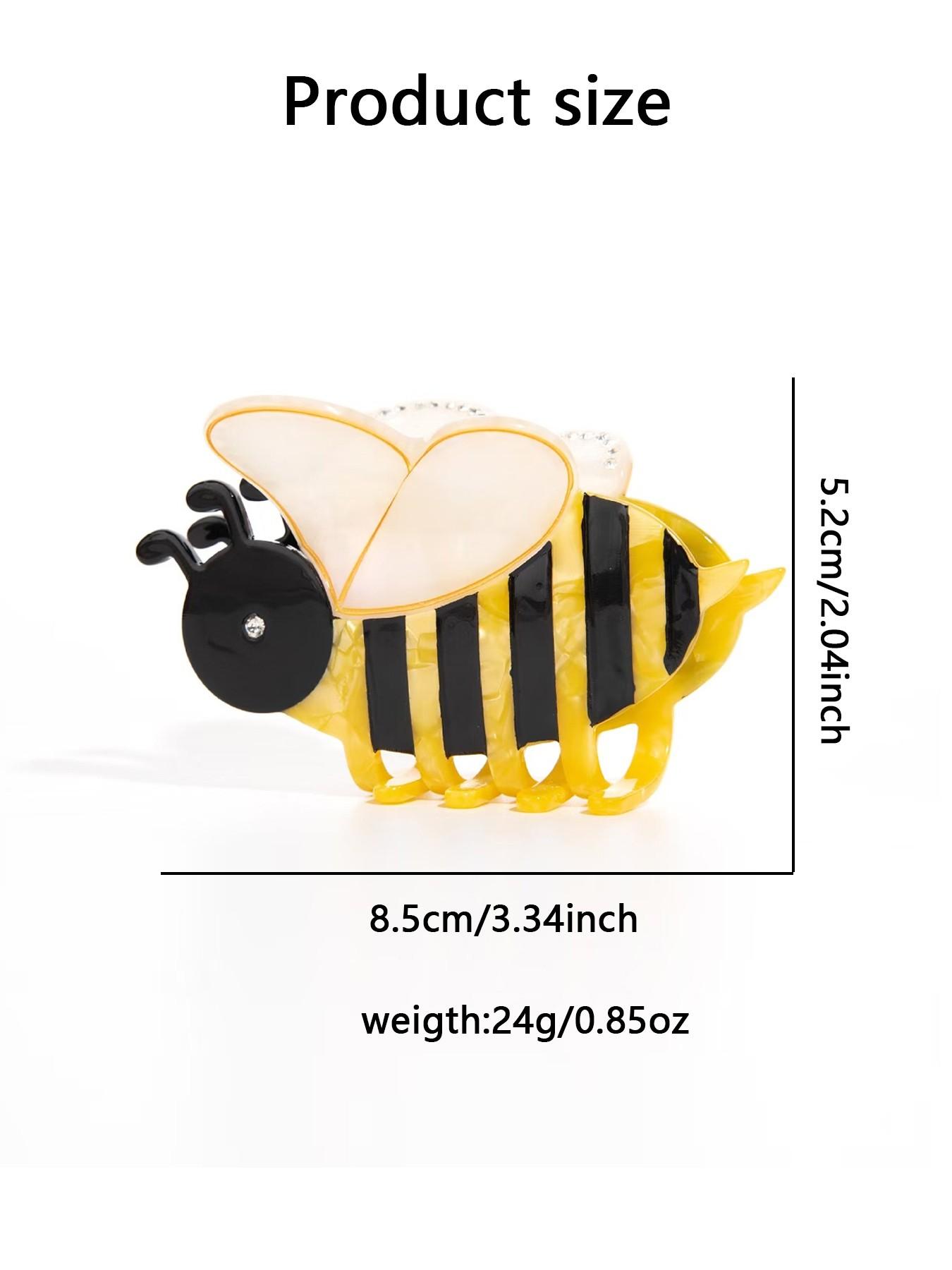 2pcs Ladies' cute bee hair claws, fun cartoon hair accessories, fashionable diamond embellishments, suitable for elegant semi tied hair, parties, campuses, offices, daily casual hair accessories
