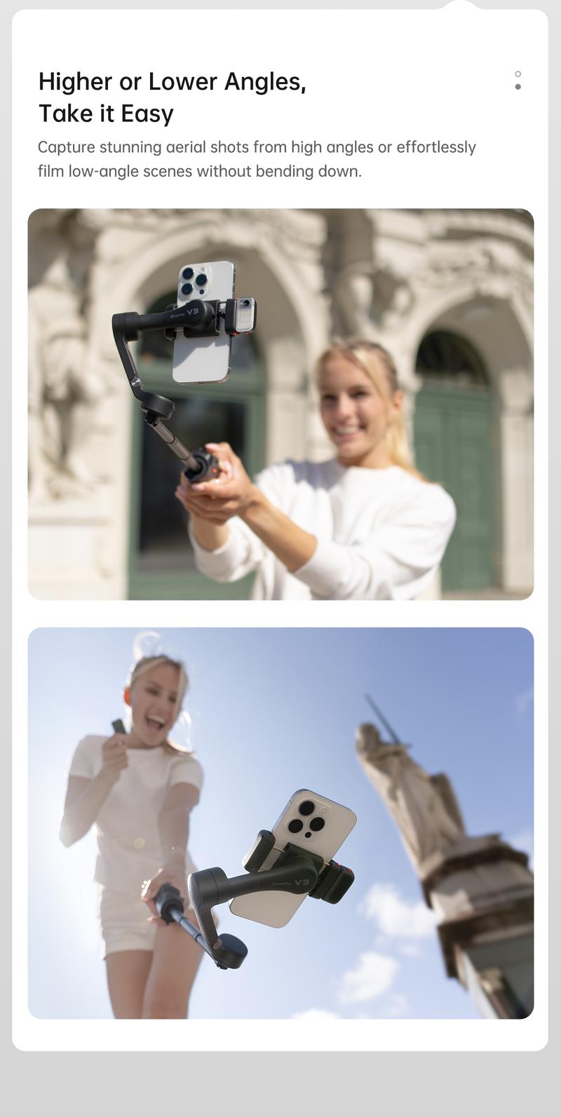 Hohem iSteady V3 New Gimbal Stabilizer for SmartiPhone, 3-Axis Phone Gimbal, Magnetic AI Tracker, Built-in Extendable Rod & Tripod, Detachable Remote Control,selfiestick,Phone Accessories,Suitable for Android & iPhone 17 series, Travel, Vlog, TikTok