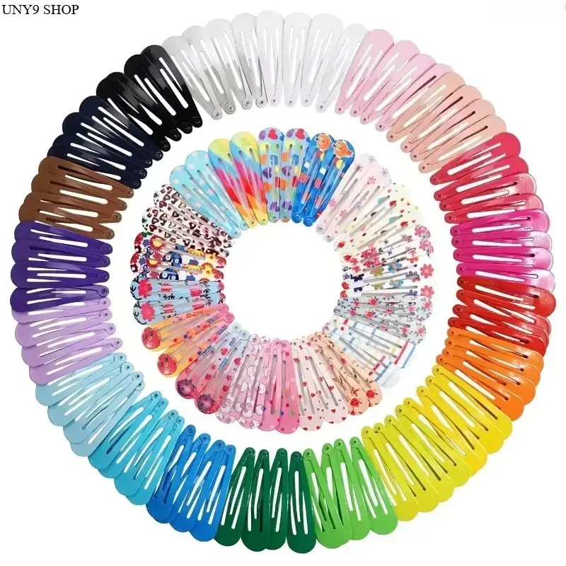 50 Pcs Candy Color Snap Hair Clips, 2-Inch Glossy Metal Barrettes with Non-Slip Design, Colorful Hair Accessories for Daily Hairstyles, Parties, Travel & Outdoor Activities