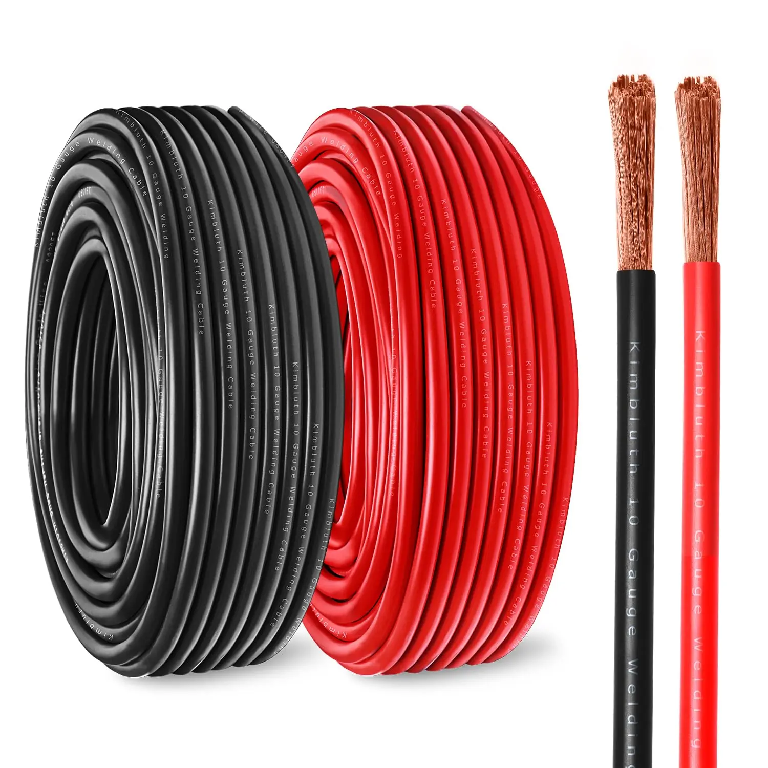 10 Gauge Battery Cable Copper Wire, 10FT Red + 10FT Black