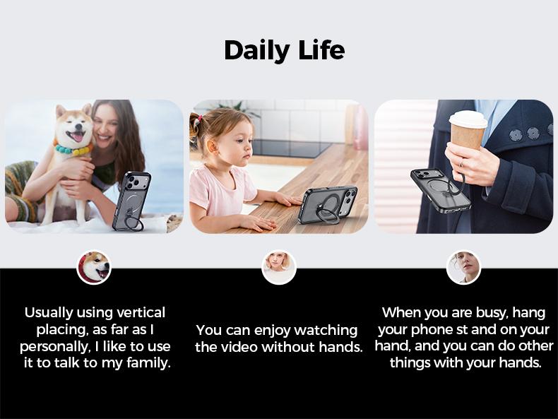 MAGIC JOHN 360 Degree Magnetic Stand Phone Case Invisible Design for iPhone and SamSung