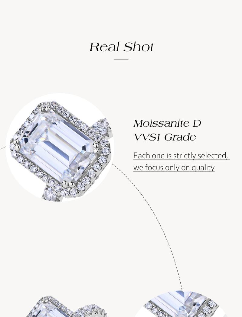 12*8mm D VVS1 Color Synthetic Moissanite Ring for Women Engagement Wedding Party Fine Jewelry Gift R176