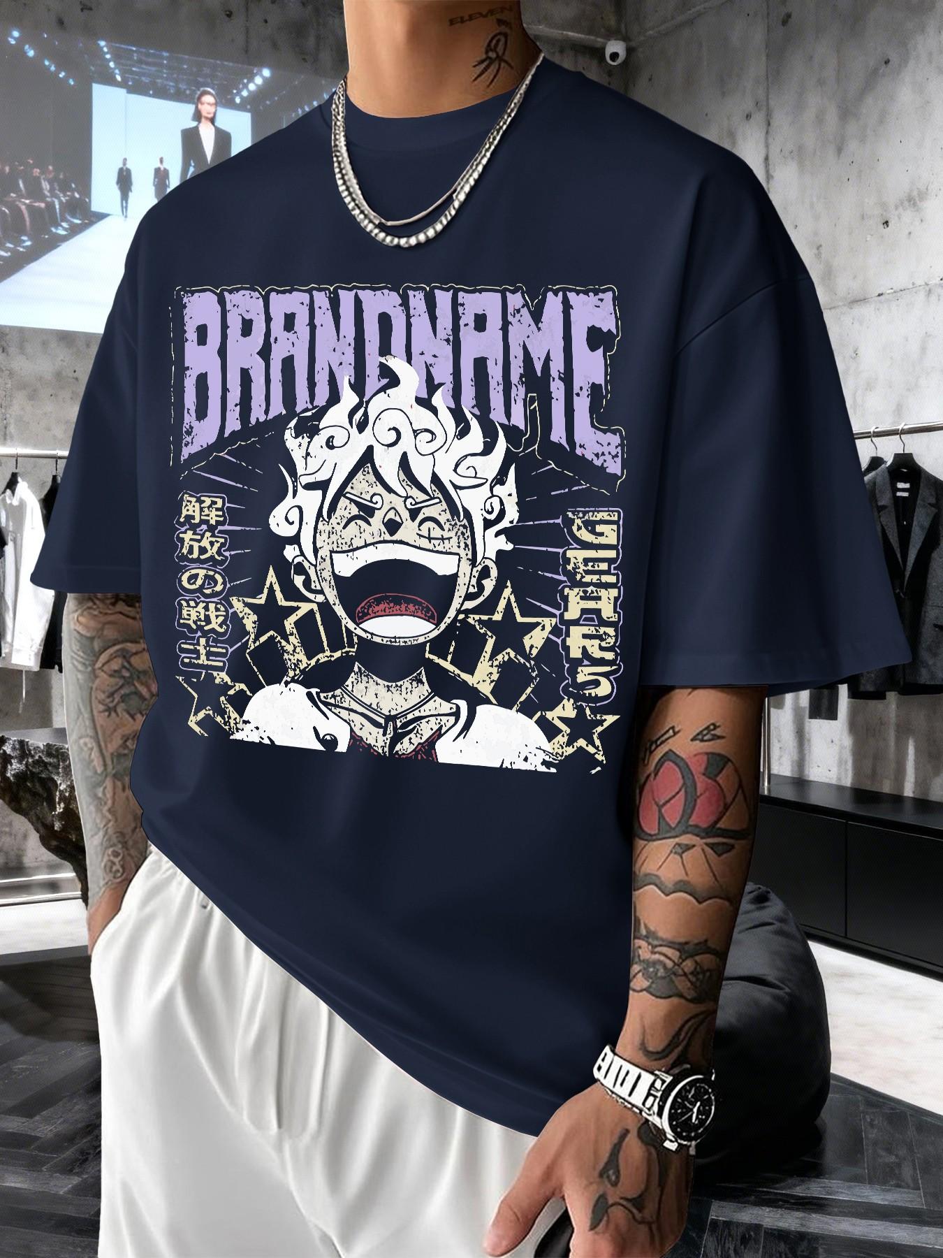 Men's Retro Anime Print T-Shirt, Casual Short Sleeve Top, Comfortable Round Neck, Slim Fit, Spring Summer Fashion, Streetwear Style