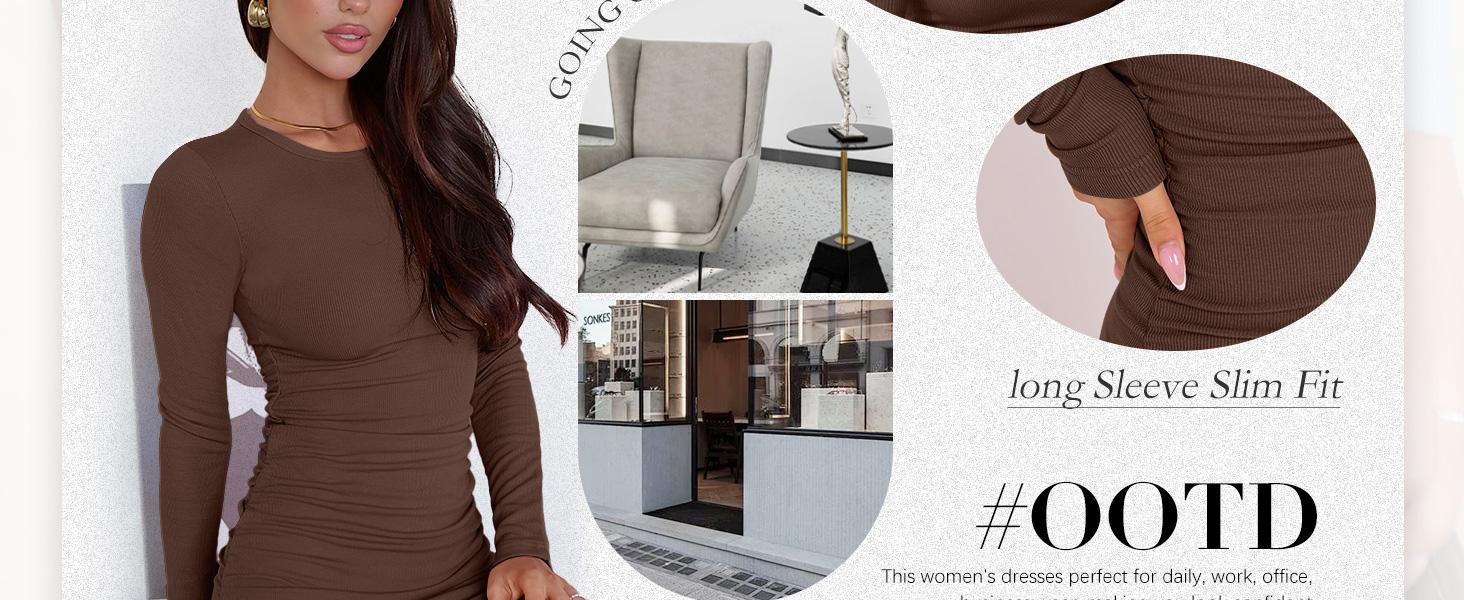 ANRABESS Women Long Sleeve Bodycon Mini Dress Sexy Crewneck 2025 Fall Ribbed Knit Slim Fit Party Cocktail Night Short Dresses SpringStatements