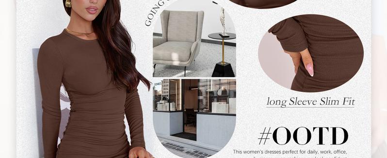 ANRABESS Women Long Sleeve Bodycon Mini Dress Sexy Crewneck 2025 Fall Ribbed Knit Slim Fit Party Cocktail Night Short Dresses