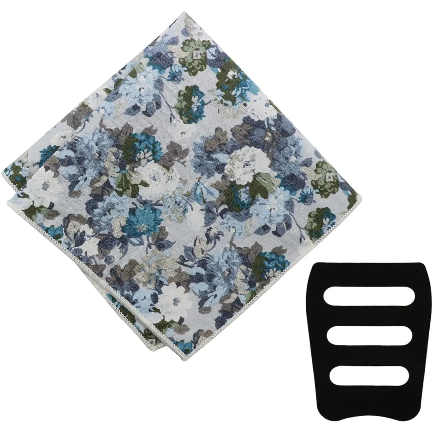 Floral Cotton Pocket Squares for Men with Pocket Square Holder Flower Men's Handkerchiefs for Wedding Groom Casual