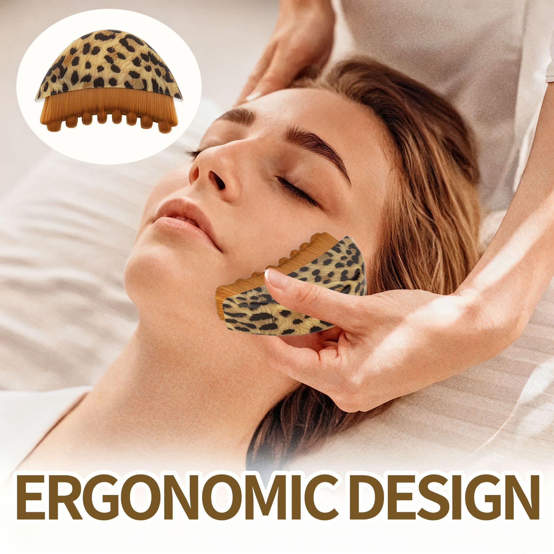 Single Pack/Three Pack Lymphatic Contour Leopard Print Facial Brush Gua Sha Eye and Neck Care Brush