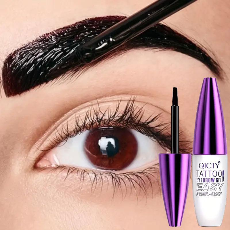 Easy Peel-Off Eyebrow Gel-Waterproof &Sweatproof, Long-Lasting Black or Brown TattooTint, Film Forming, Medium Coverage for All SkinTypes Makeup Cosmetic 1#Brown