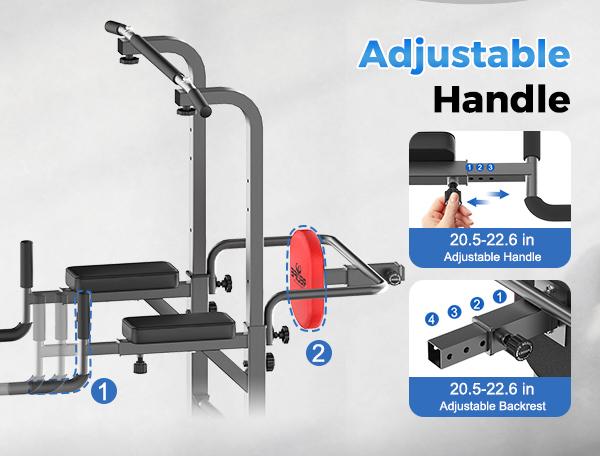 RELIFESPORTS Power Tower Dip Station 450LBS Capacity H-Shaped Frame Adjustable Height 9 Levels Non-Slip Suction Cups Easy Install Full Body Home Fitness Equipment RELIFESPORTS Power Tower Dip Station 450LBS Capacity H-Shaped Frame Adjustable Height 9 Levels Non-Slip Suction Cups Easy Install Full Body Home Fitness Equipment