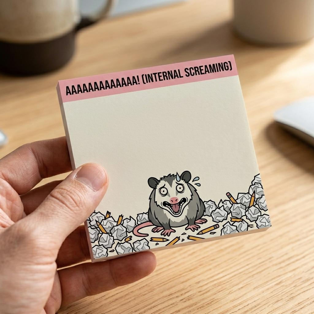 Funny Opossum Sticky Notes 4 Pack, 3x3 Inch Novelty Memo Pads (50 ...