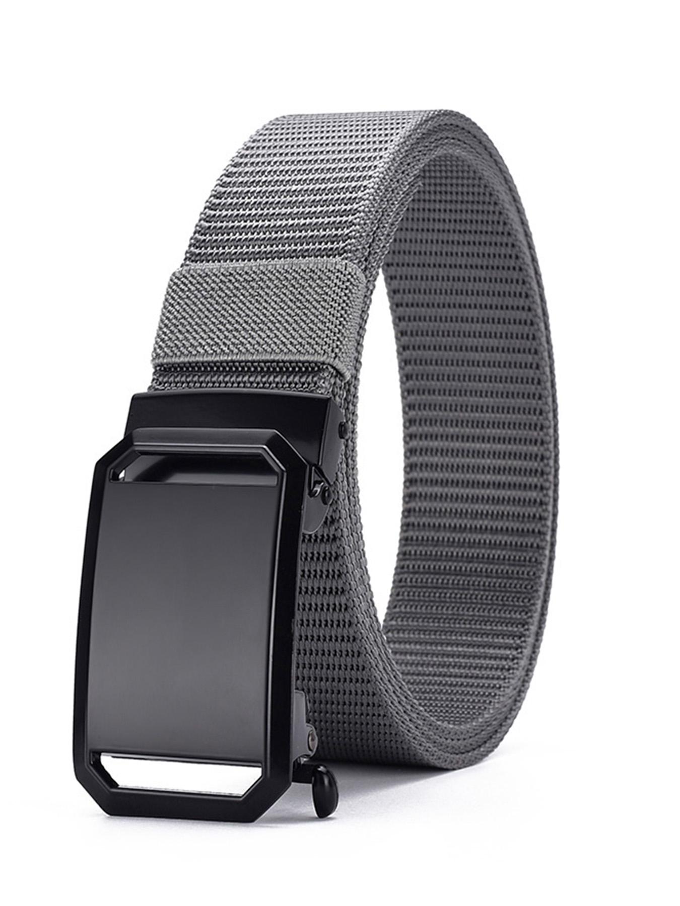 Men's Elastic Nylon Belt, Adjustable Auto-Snap Buckle, Quick-Release Tactical Waistband, Ideal for Jeans and Work Pants, Casual Wear