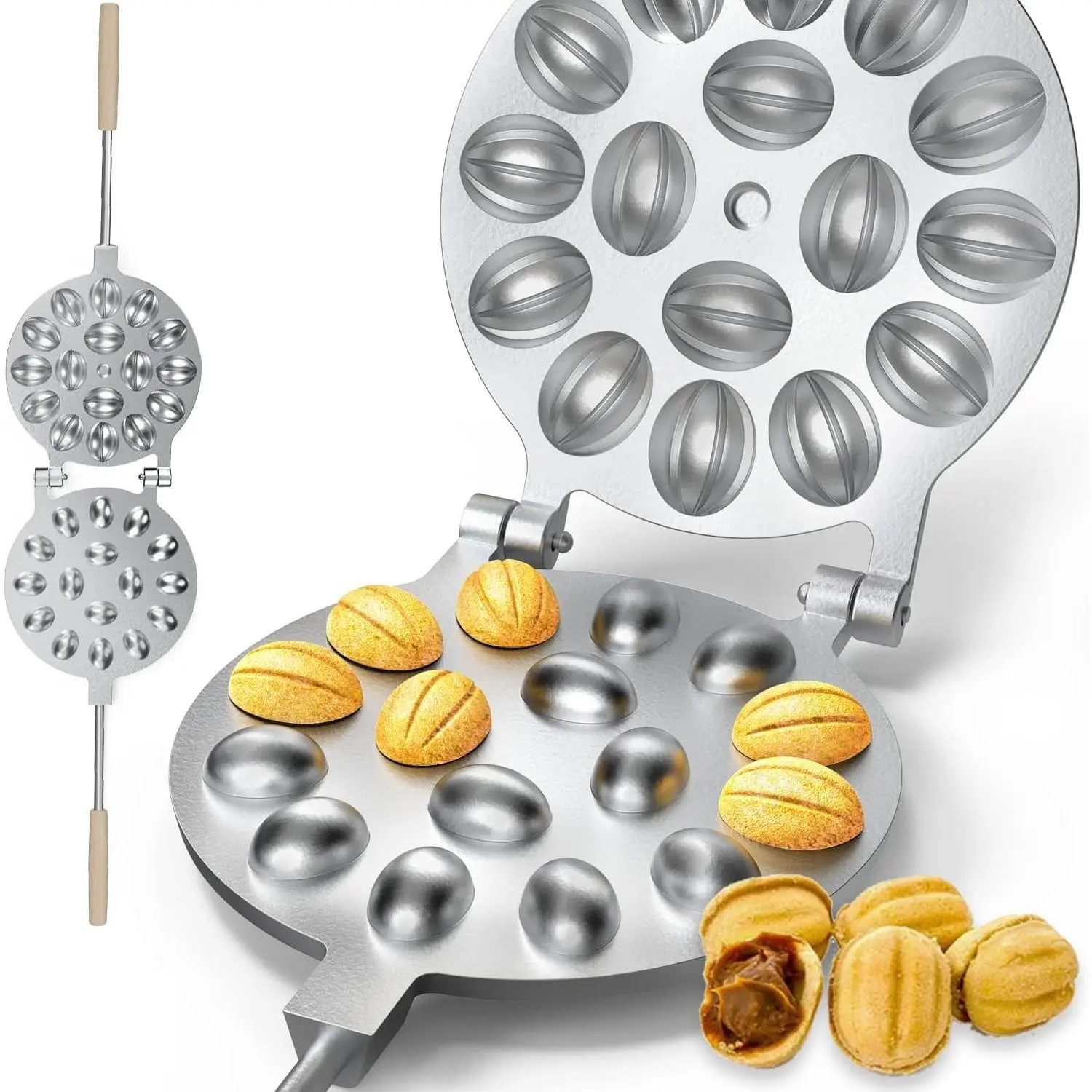 Cookie Assorted Maker - Oreshki Nuts 16 form Skillet - Oreshki Mold - Cookie Candy Maker 16 wells griddle - Walnut press Pastry - New Cookies Pastry Baking Tool