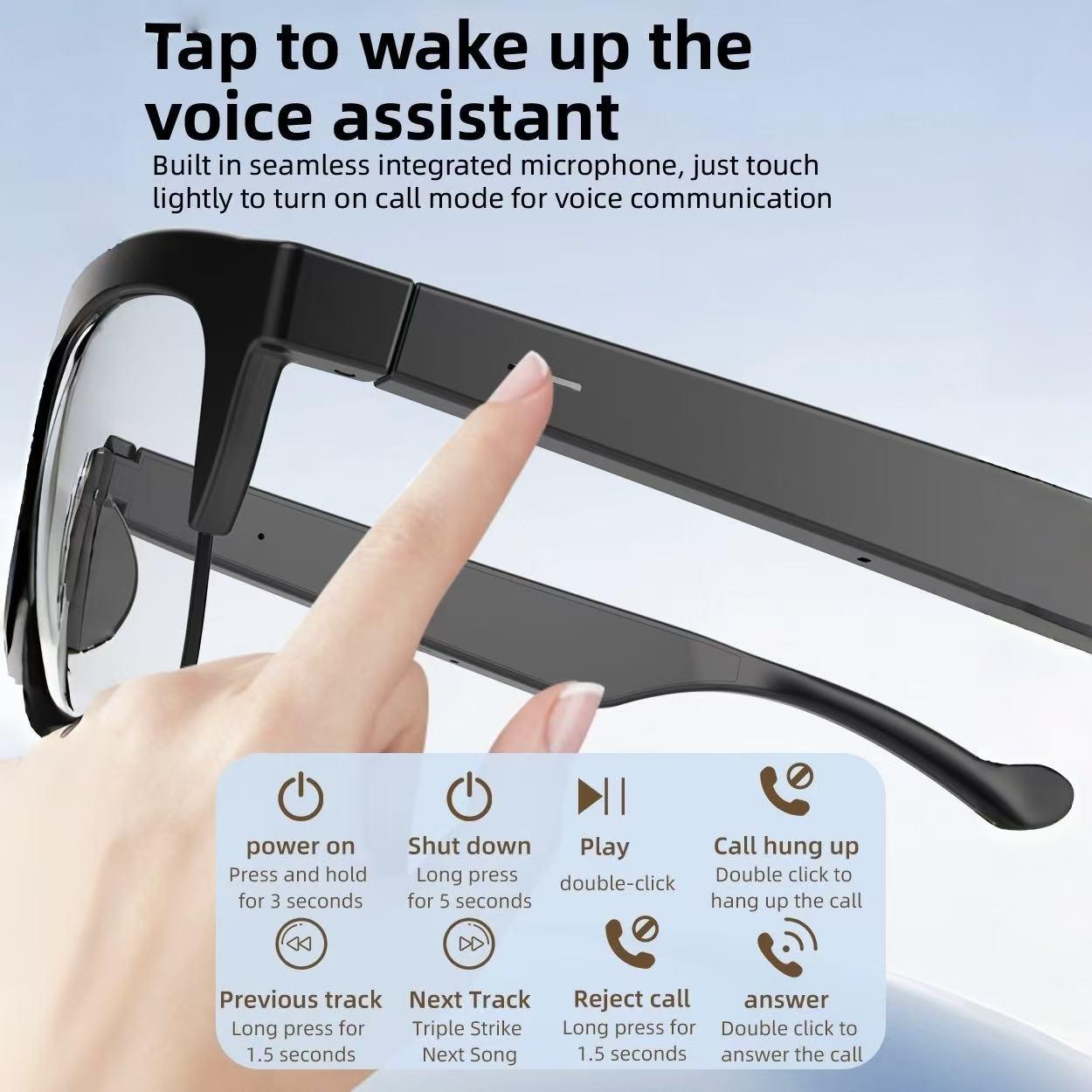 Ai APP Translation Bluetooth-compatible Smart Glasses,music glasses, with 137 languages, color changing lenses, sweat proof, clear headphones and speakers, suitable for sunglasses in travel, navigation, outdoor, conference, trade, business and other scena