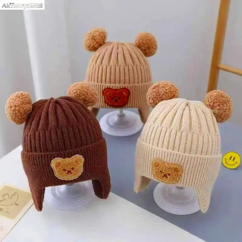 Winter Knit Hat – Warm Unisex Hat with Teddy Bear Ears, Suitable for Outdoor Sports (Cold-Weather Headwear)
