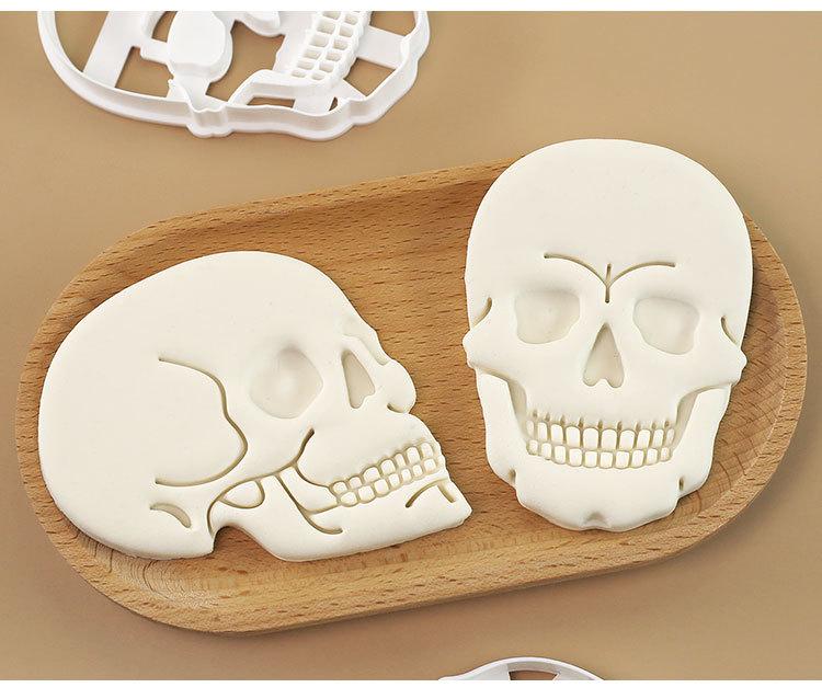 2Pcs Skull-shaped cutter mold, 3D Print cookie molds,suitable for parties,Halloween,reusable,baking essential tools