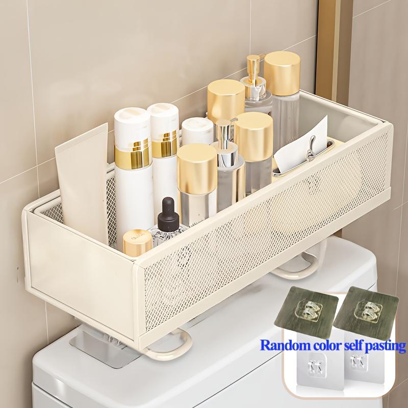 Wrought Iron Bathroom Shelf - Fine Mesh Shower Caddy - Toilet Top Paper Storage Rack - Portable Shower Shelf - Bathroom Accessories - Suitable for Toiletries & Cosmetics Storage and Organization - Washroom Accessories - Home Decor, Shelves