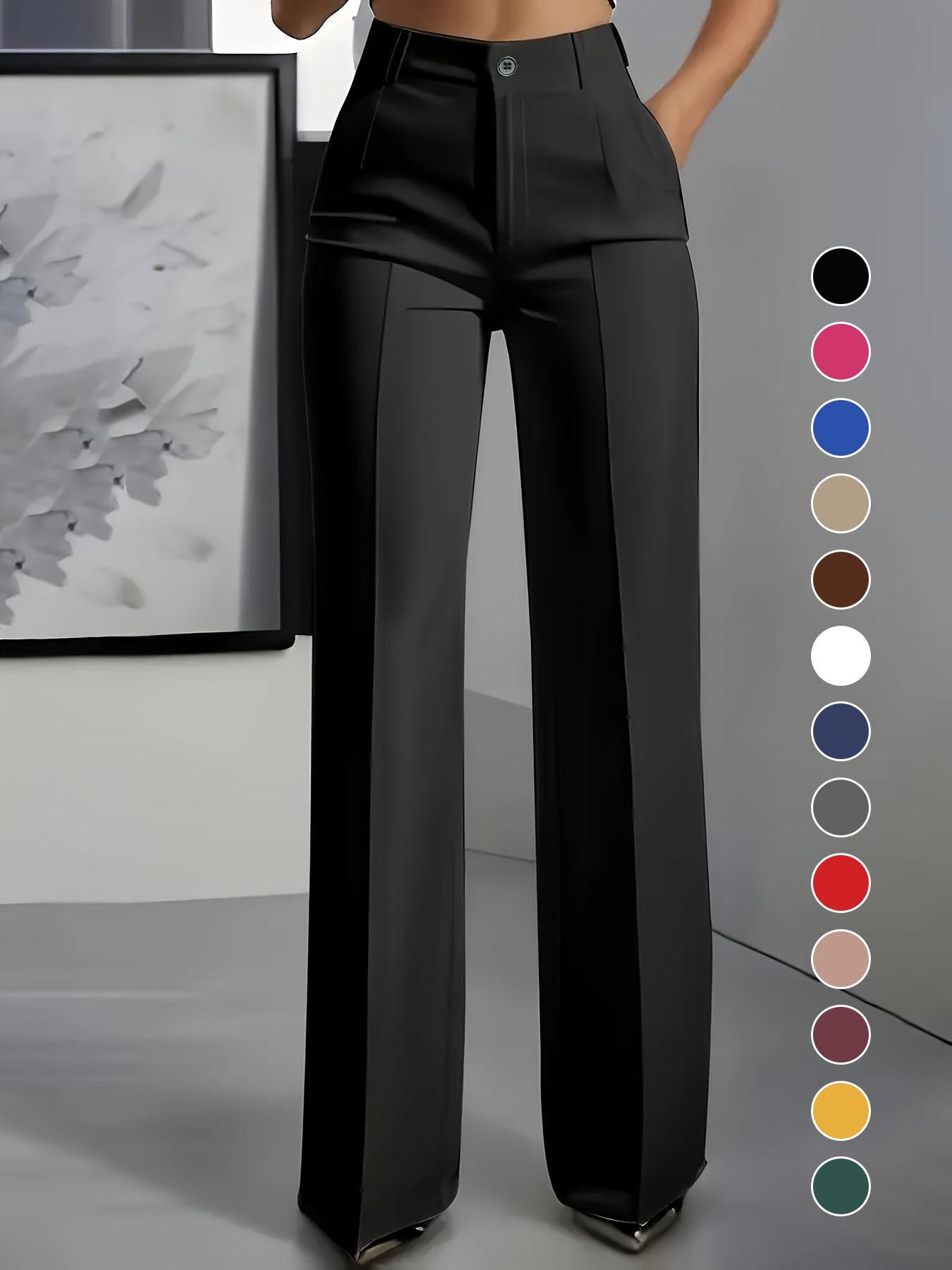 Women's New High Waist Drape Straight Leg Simple Suit Pants, Chic Elegant Business Casual Wear, Office Wear, Comfortable and Stylish Design