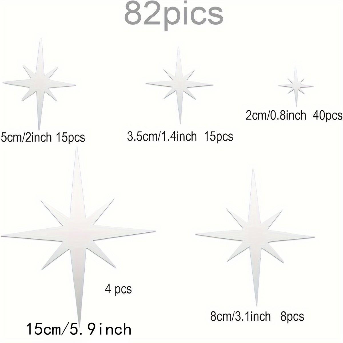 82 Piece 3D Acrylic Star Mirror Wall Stickers, Detachable Self-Adhesive Decorative Decals, Ceiling Bedroom Living Room Girl's Room, /silver Color