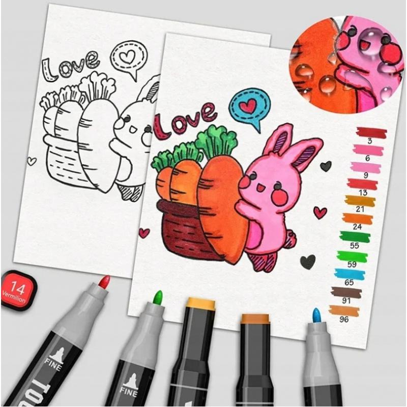 24-color double-headed marker pens, fine and chisel tip permanent art painting set, art supplies for coloring, sketching, professional illustration design, architectural landscape, fashion and comic art