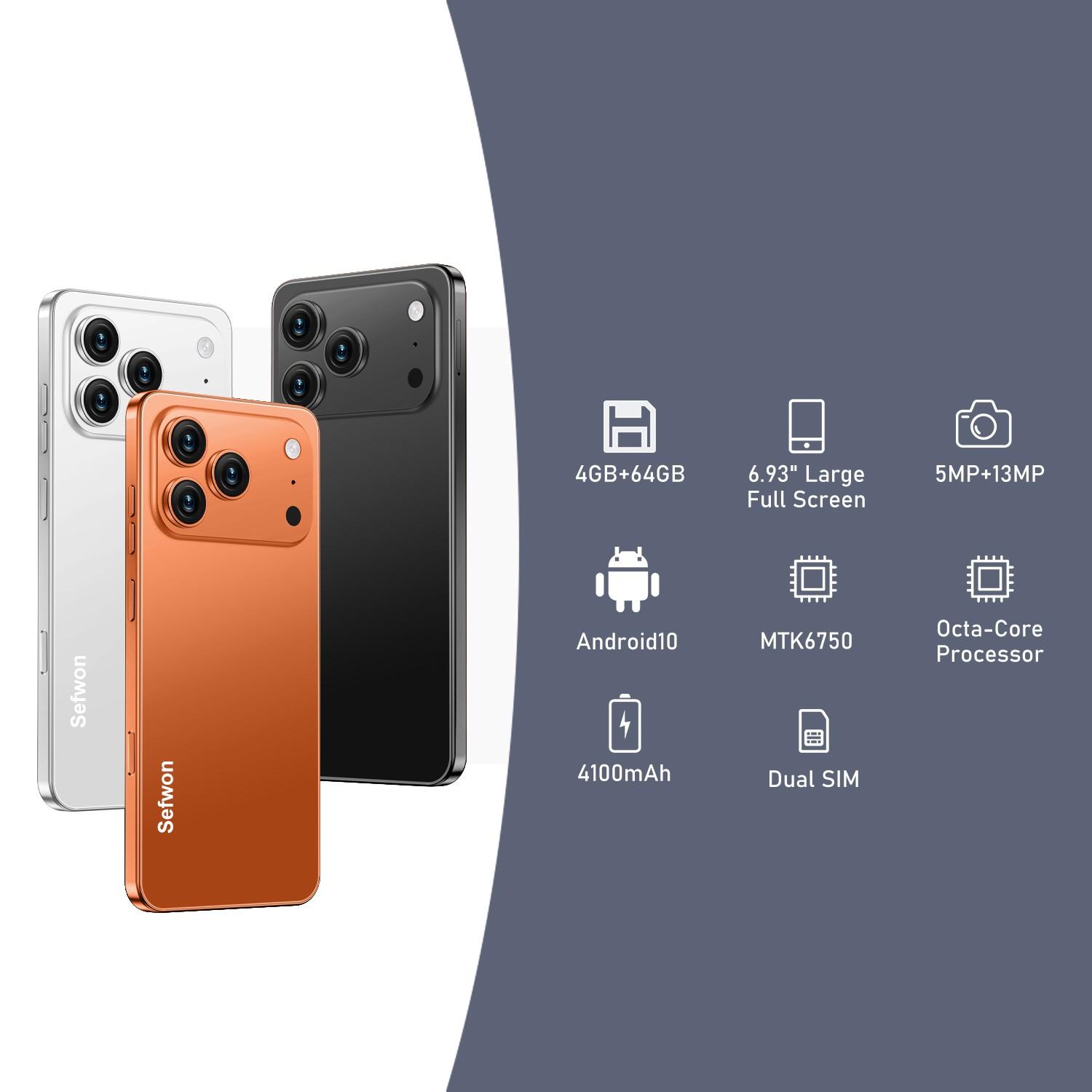 2026 New Unlocked Smart Android Phone, 4100mah Battery, 4+64GB RAM, 5mp+13mp Camera, Dual Sim, 4g Network, 6.93 Inch Screen, Octa-Core Cpu, Android 10.0