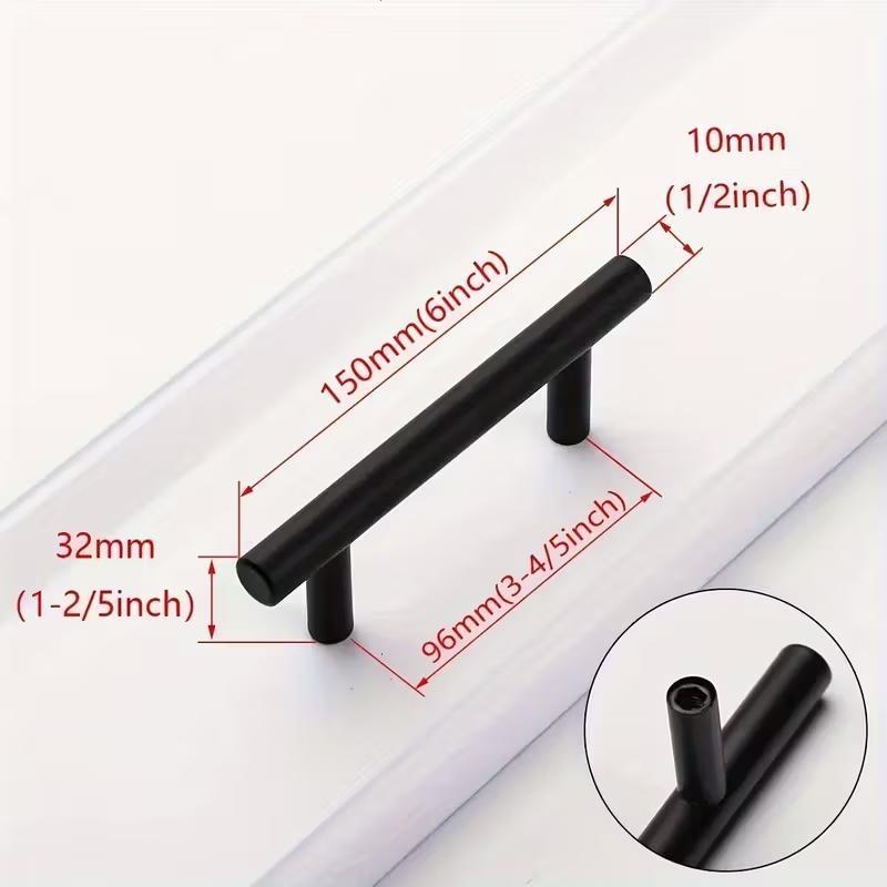 30pcs Modern T-Type Cabinet Handles, Brushed Silver Stainless Steel, Polished Kitchen and Home Furniture Drawer Pulls, Includes Installation Hardware