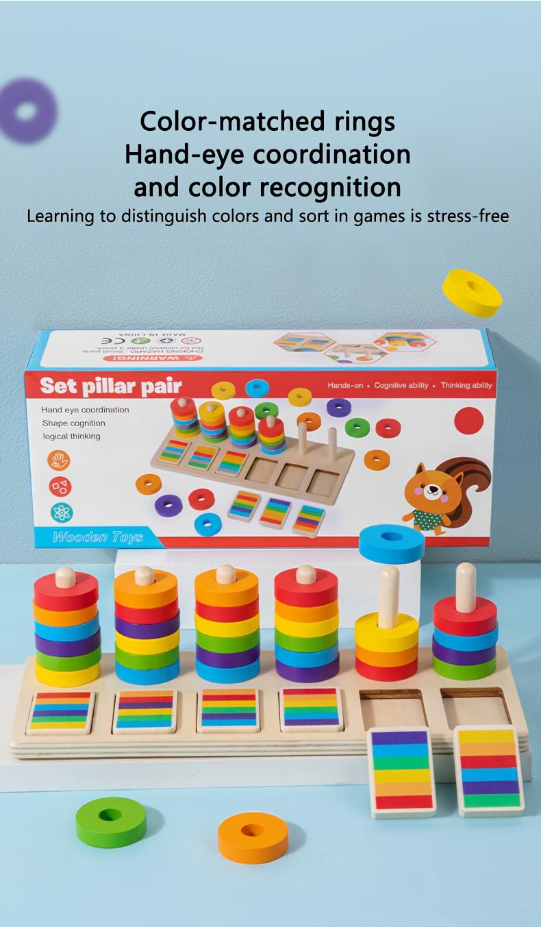 Color matching stacking columns to improve children's hand-eye coordination and color recognition - fun education, stress-free learning, the first choice for holiday birthday gifts! New wooden toys are on the market