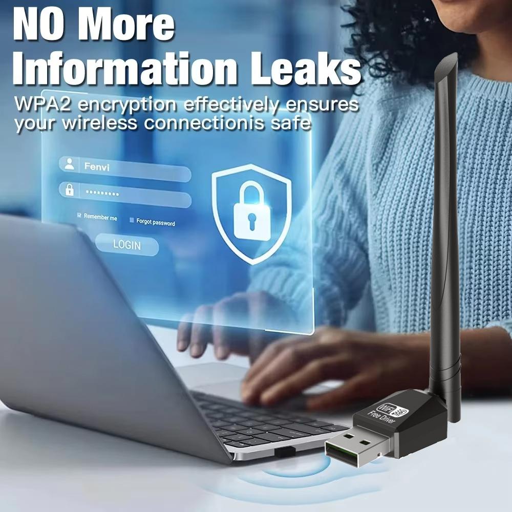 2 in 1 Wireless Adapter, USB Powered Wireless Adapter, Plug & Play High Speed Internet Adapter, No Driver Required, Compatible with Bluetooth-compatible & WiFi