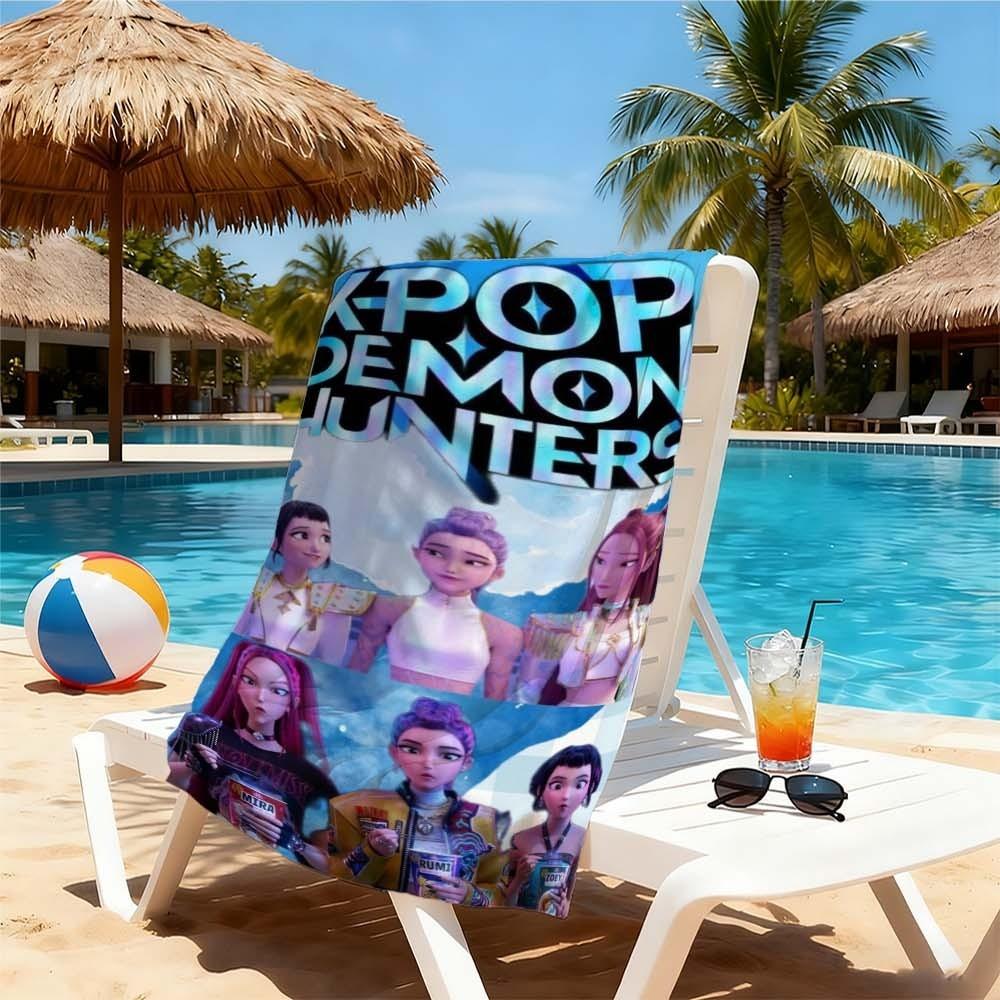 1PC KPop Demon Hunters Beach Towel Aesthetic Light Luxury