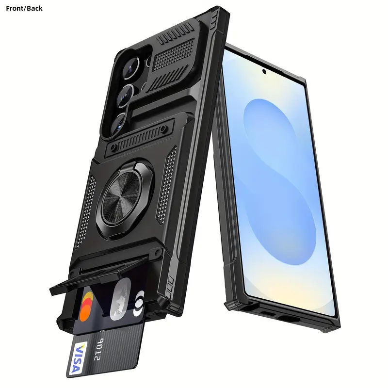 for Samsung Galaxy S26 Ultra S25FE S25 Ultra S24 A17 A27 A57 5G Series, Cellphone Case, Shockproof Protective Casing, Protective smartphone cover, Heavy Duty Shockproof Protection 360° Rotating Metal Stand with Hidden Dual Card Slot Design