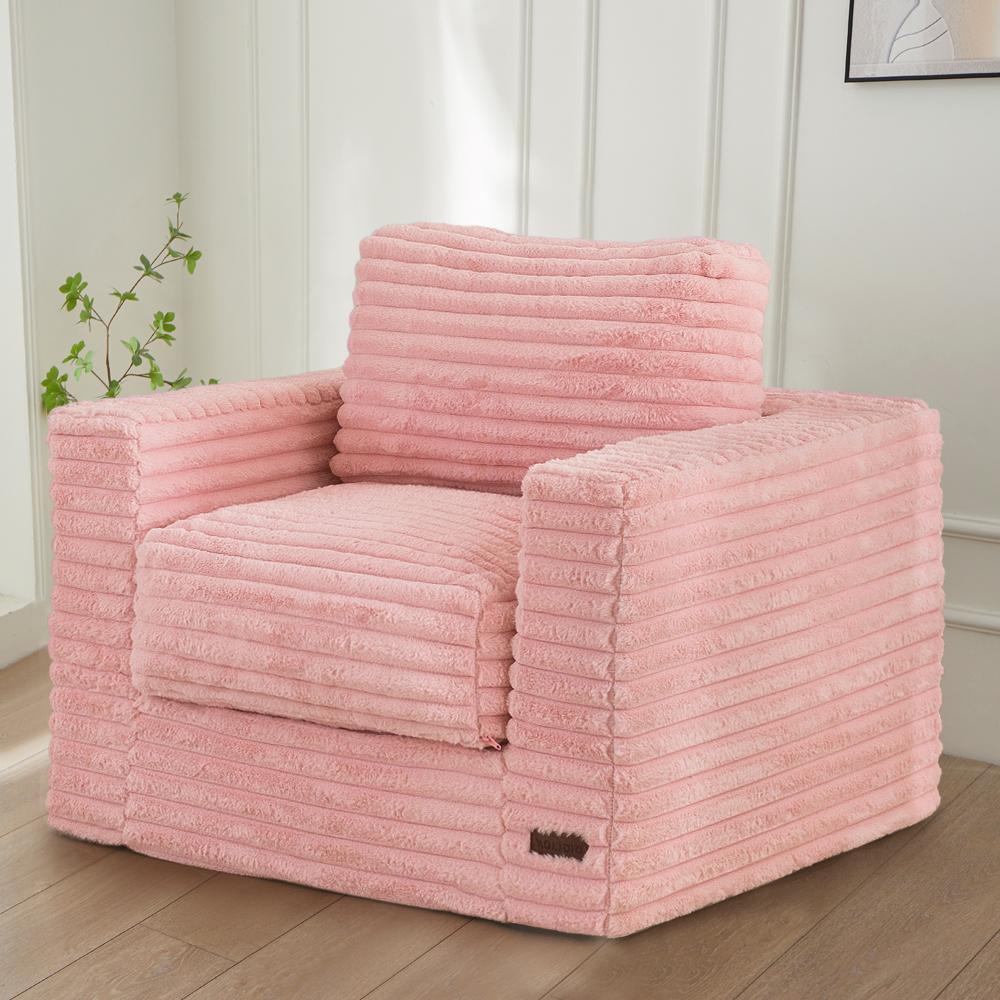 MAXYOYO Large Bean Bag Chair - Boneless Couch Convertible to Floor Sofa with Pillows & Armrests, Plush Sofa Couch for Bedroom & Living Room, Pink MAXYOYO Large Bean Bag Chair - Boneless Couch Convertible to Floor Sofa with Pillows & Armrests, Plush Sofa Couch for Bedroom & Living Room, Pink