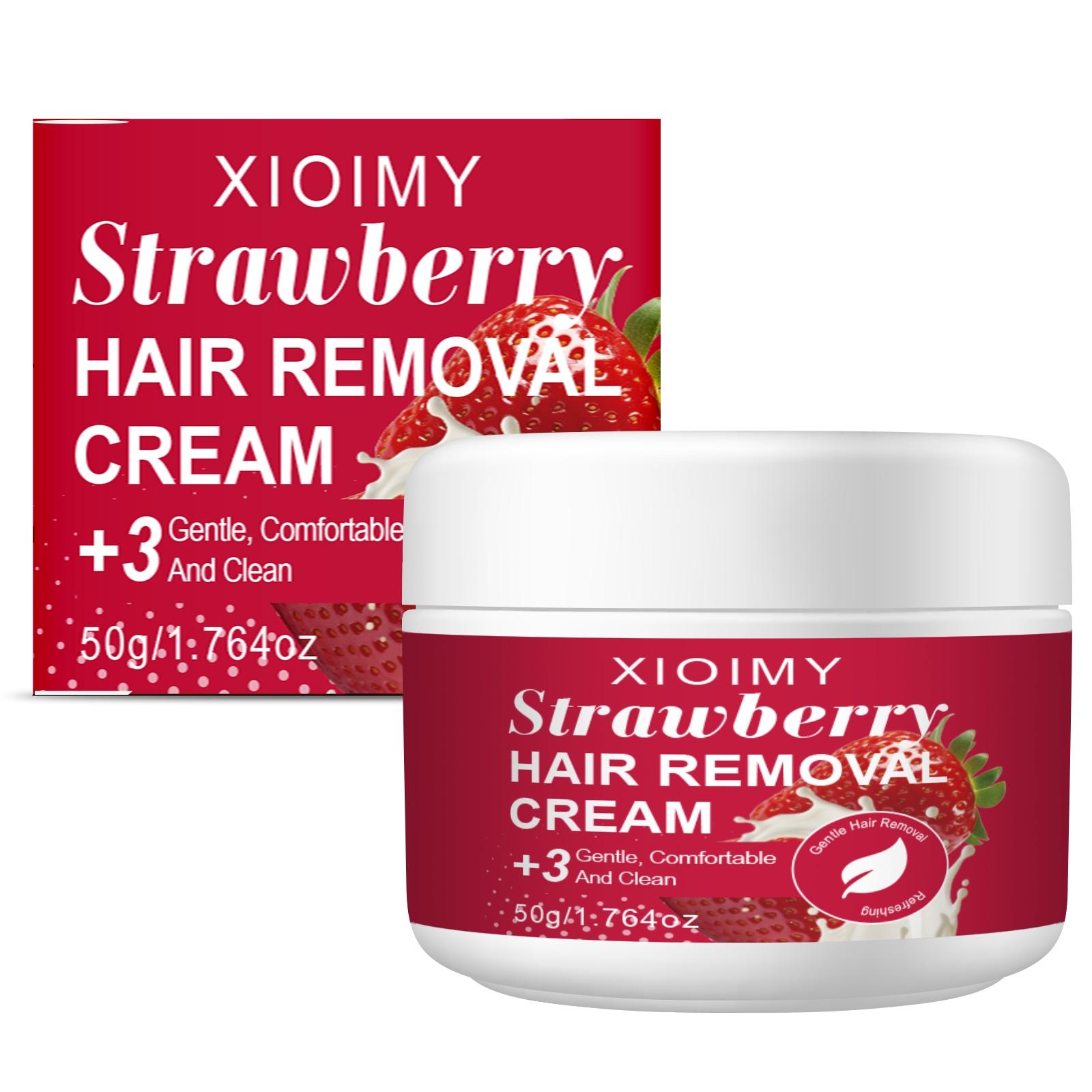 Strawberry Fast-Acting Hair Removal Cream, Gentle Formula with No Irritation, Pain-Free Complete Hair Removal for Chest, Legs and Arms