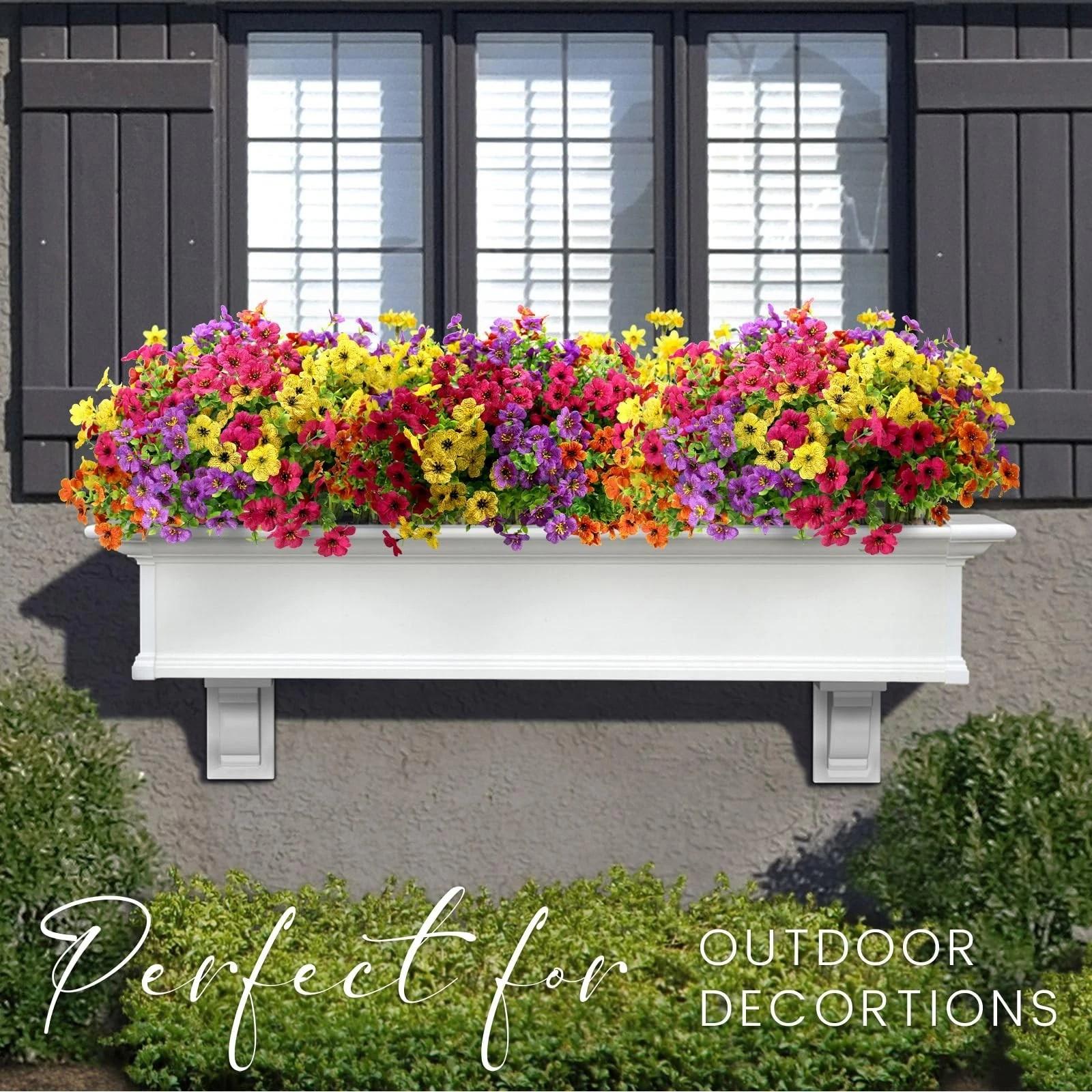 12-Piece Autumn Artificial Flower Bouquets, UV Protection Chrysanthemums, Outdoor Indoor Decor, 4 Colors, Full Season Home Decoration
