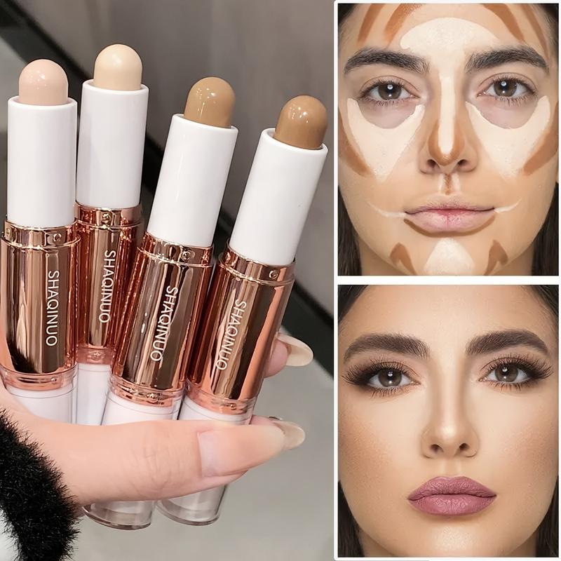 Double-Ended Highlighter Contour Stick, Long-Lasting Natural Finish, Waterproof Sweatproof, Buildable Coverage, Multi-Purpose Face Makeup
